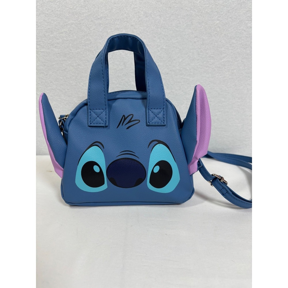 Disney Lilo & Stitch Blue Faux Leather 3D Ear Mini Crossbody Bag Handbag 7in